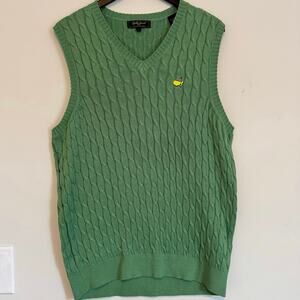 Masters Bobby Jones Vest Sweater Men’s Large Green Golf Cable Knit Mens